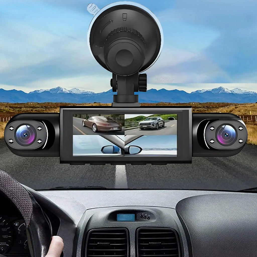 Dash Cam 4 Channel Battery Powered Dash Cam \ 1080P Monitor with | 32G Card Rear Reversing Image for Left Right Front Blind Spot.