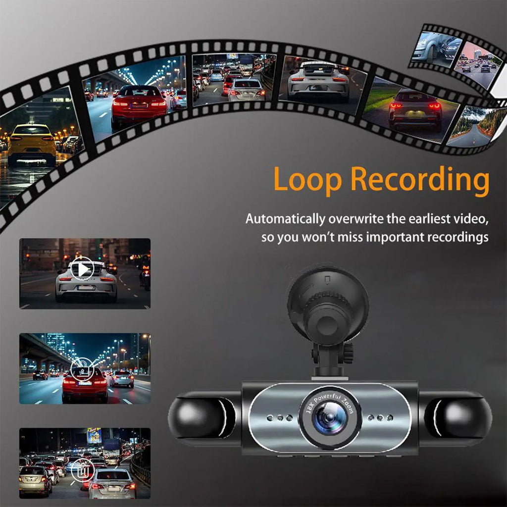 Dash Cam 4 Channel Battery Powered Dash Cam \ 1080P Monitor with | 32G Card Rear Reversing Image for Left Right Front Blind Spot.
