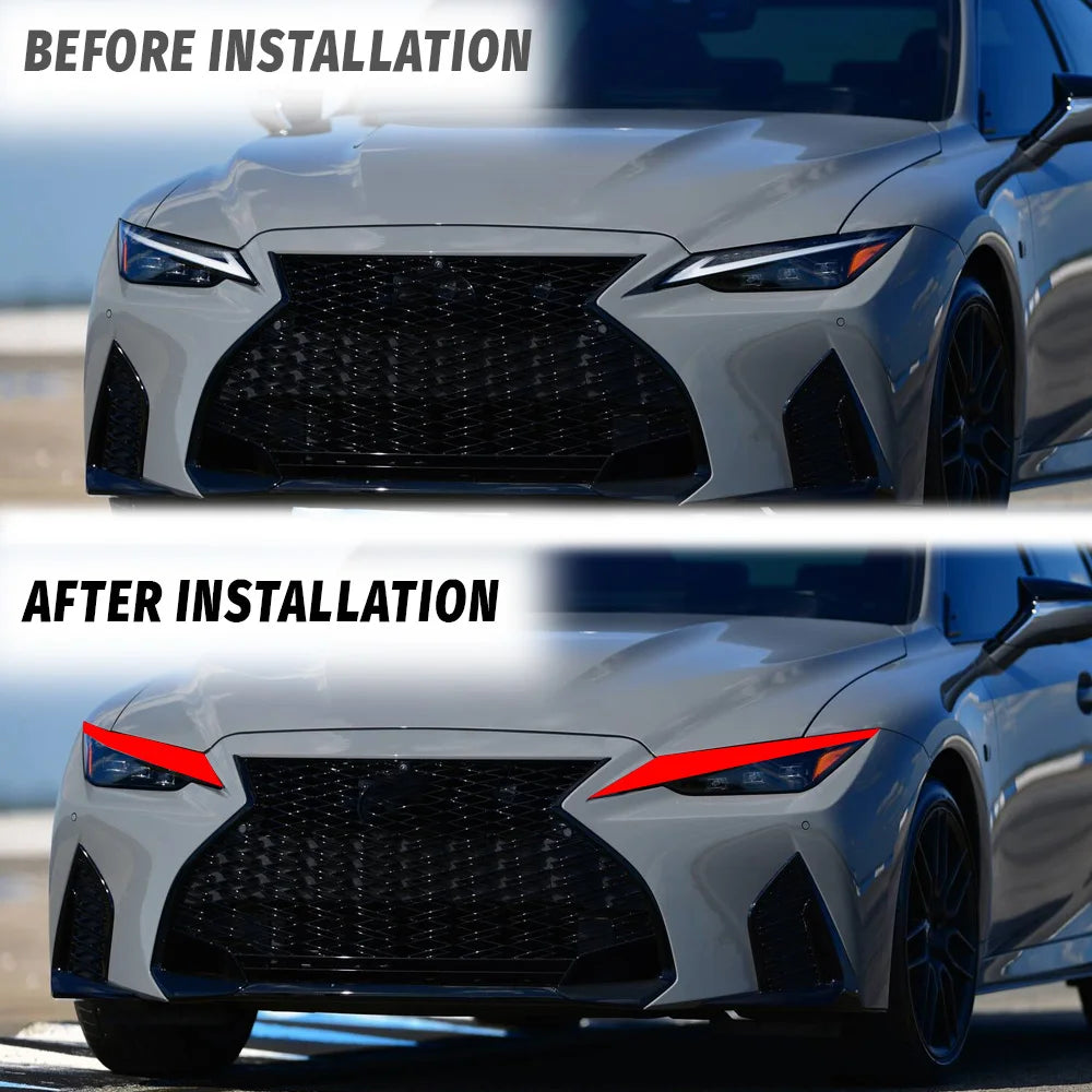 For 2021-2025 Lexus IS350 IS300 IS500 RED Headlight Drl Headlight Decal Tint Overlay Vinyl Ppf