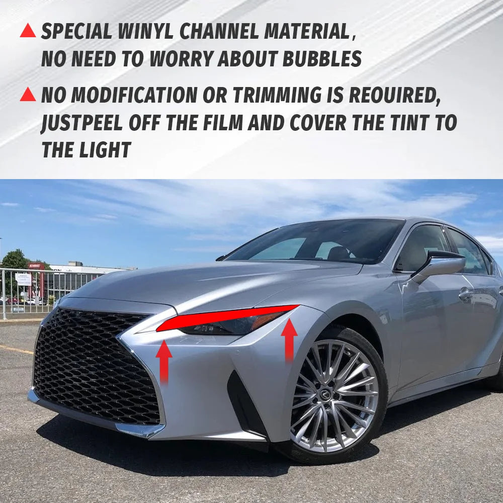 For 2021-2025 Lexus IS350 IS300 IS500 RED Headlight Drl Headlight Decal Tint Overlay Vinyl Ppf