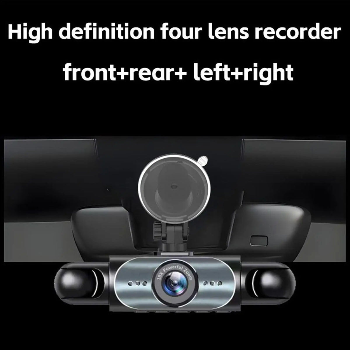 Dash Cam 4 Channel Battery Powered Dash Cam \ 1080P Monitor with | 32G Card Rear Reversing Image for Left Right Front Blind Spot.