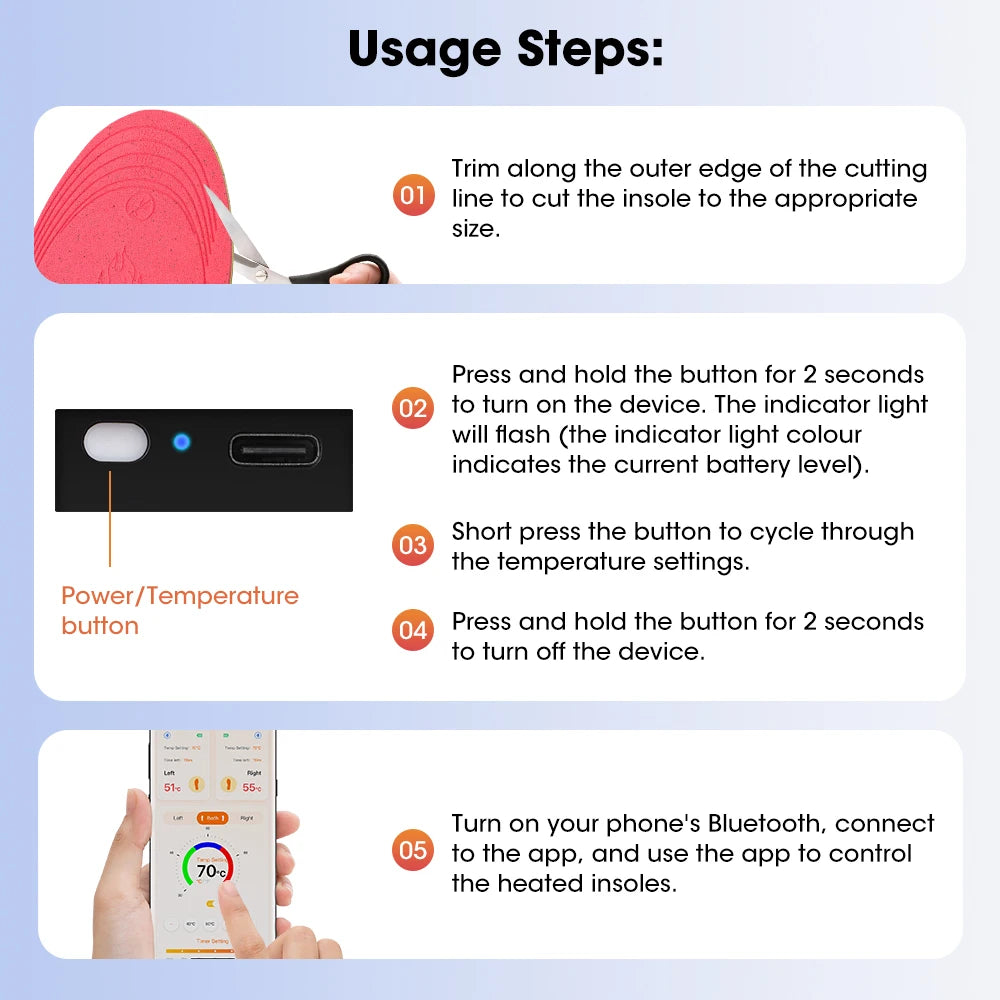Cordless | Heated Shoe | Insoles APP | Control Electric| Foot Warming| Pad Feet | Warmer Sock,Pad Mat,Winter Heating,Insole Winter Warm.