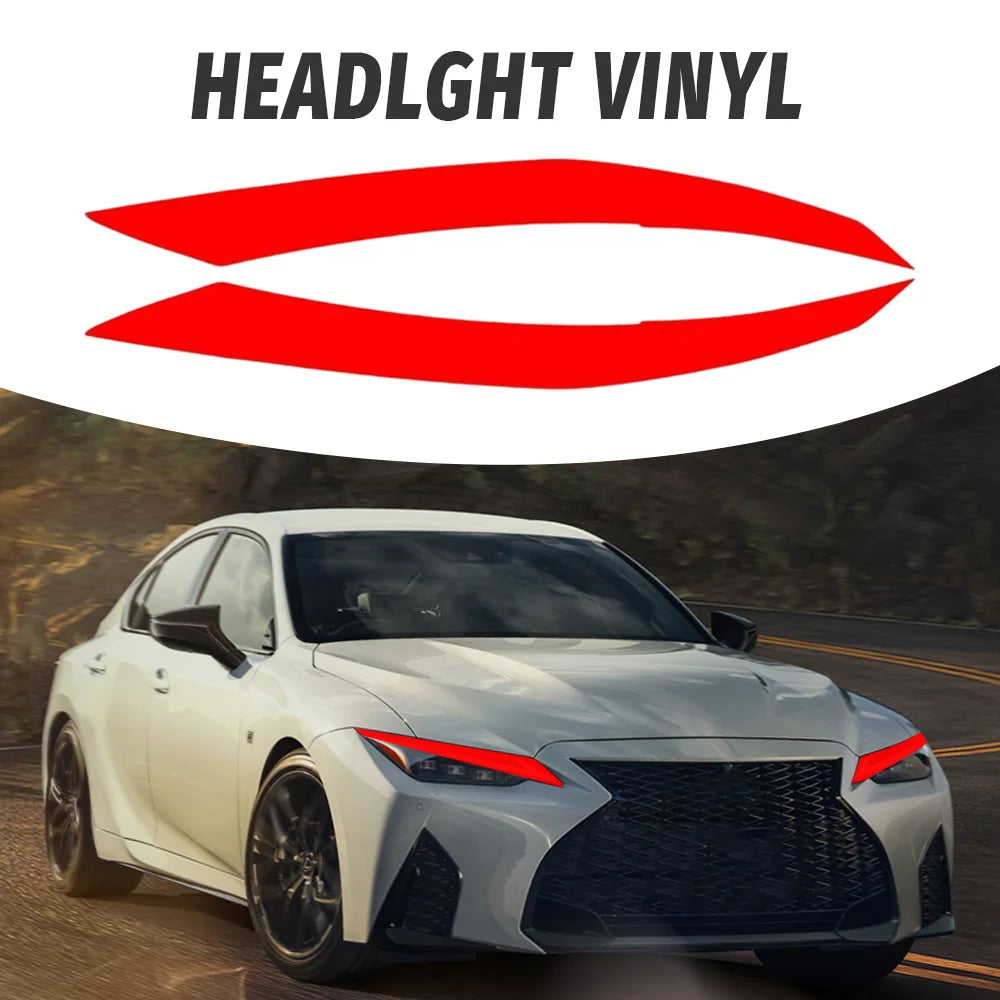 For 2021-2025 Lexus IS350 IS300 IS500 RED Headlight Drl Headlight Decal Tint Overlay Vinyl Ppf