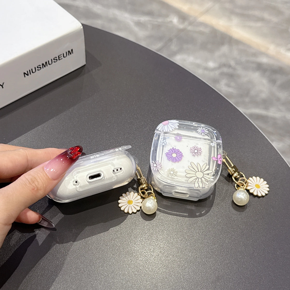Glamorous Floral Pattern Wireless Bluetooth Case For AirPods1/2 AirPods 3/4 Pro And Pro2 TPU Headphone Covers With Keychain